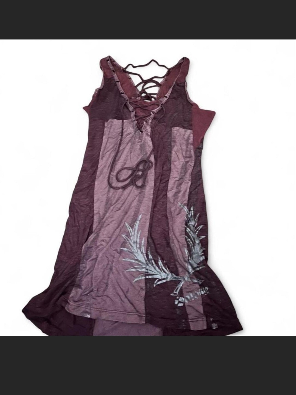 Salvage Marpon Lace-Up Graphic Mini Dress. S